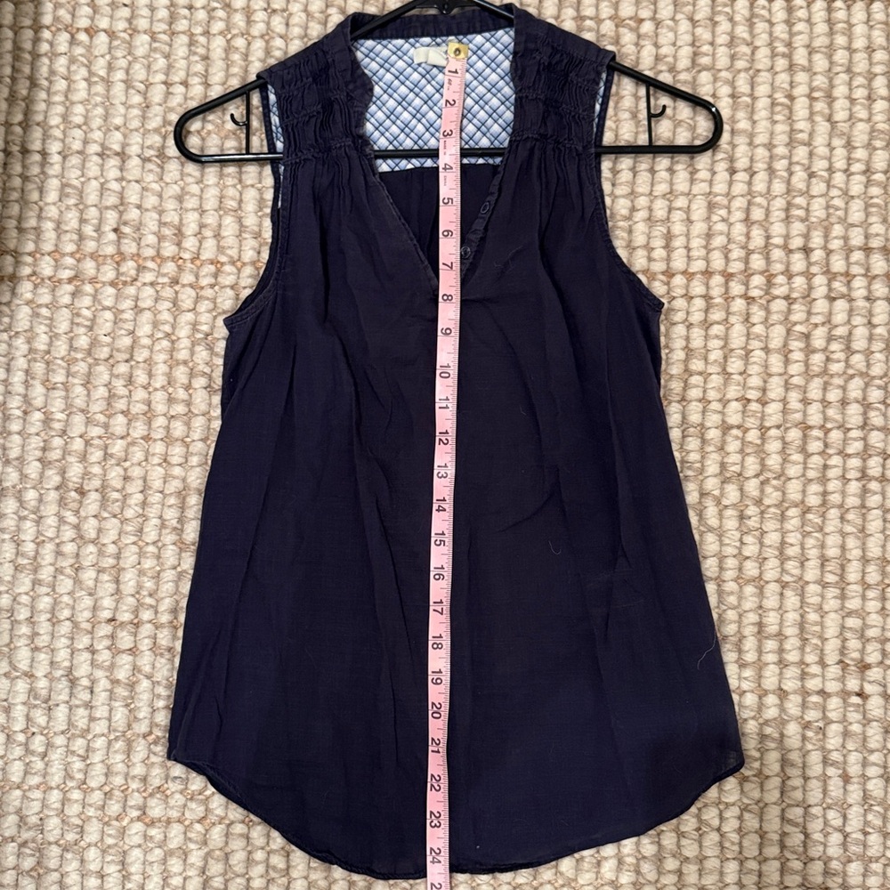 Odille Navy Sleeveless V-Neck top